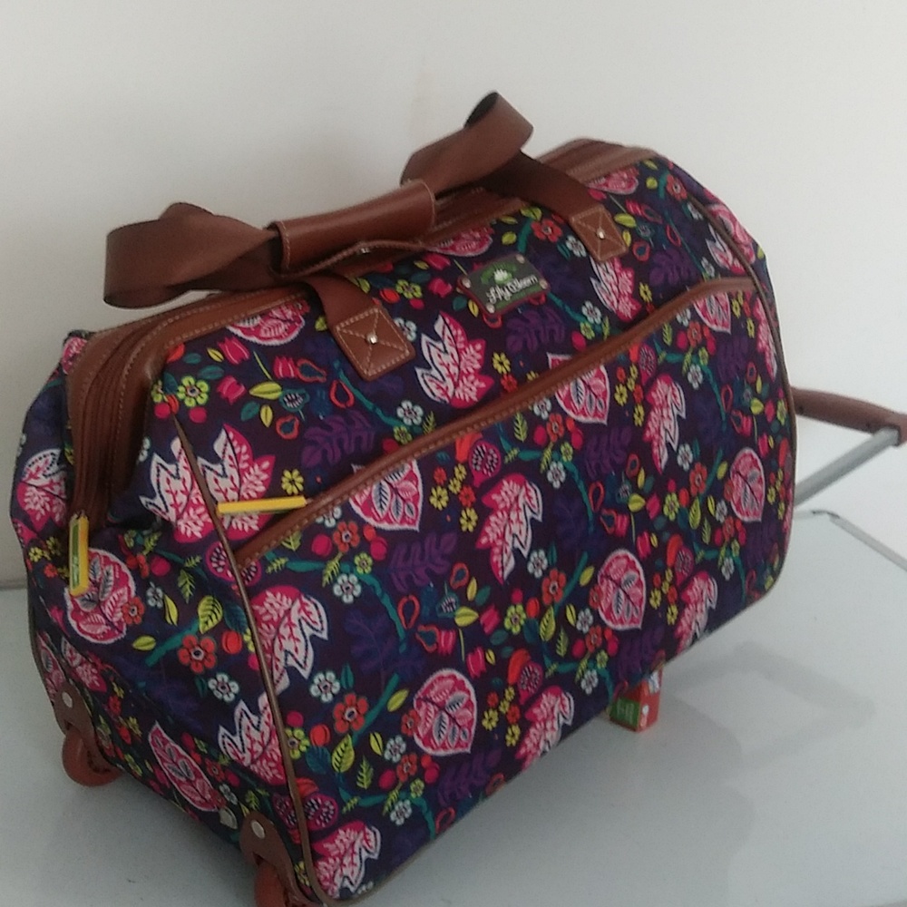 Lily Bloom Pattern 22 Inch Duffel Bag with 2-Rolling Wheels, Weekender O…